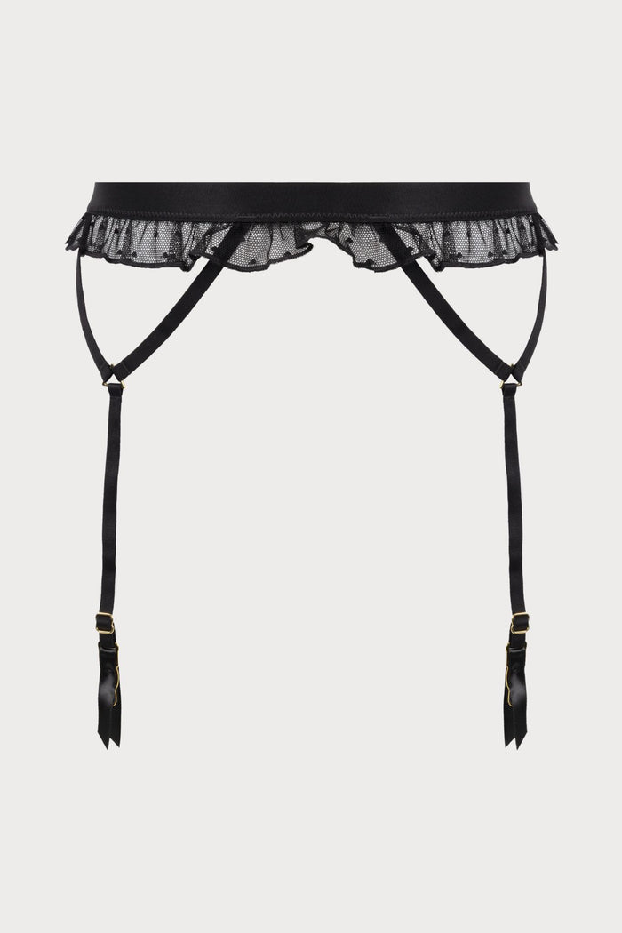 Atelier Amour Coup de Foudre Black Plumetis Tulle Suspender Belt - Naughty Knickers