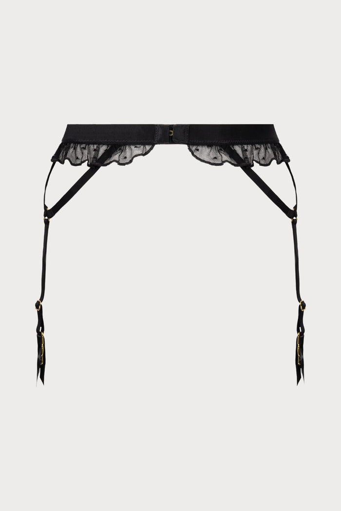 Atelier Amour Coup de Foudre Black Plumetis Tulle Suspender Belt - Naughty Knickers