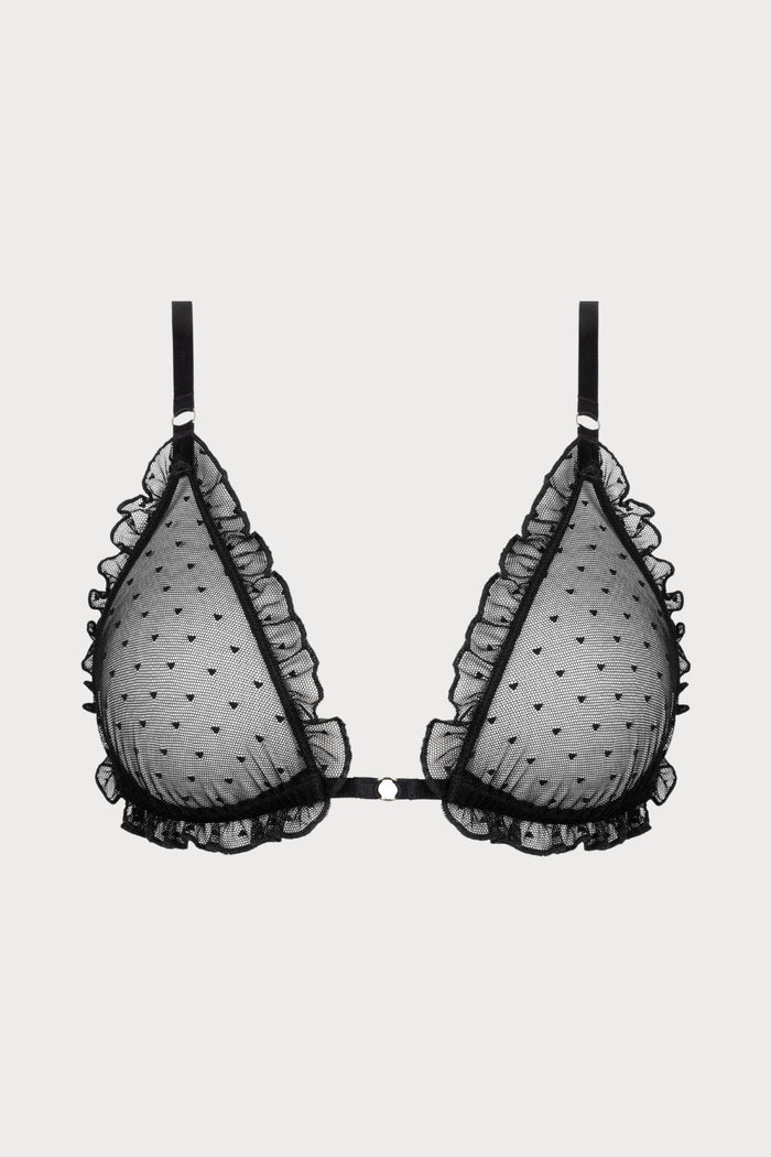 Atelier Amour Coup de Foudre Black Plumetis Tulle Triangle Bra - Naughty Knickers