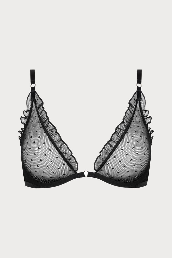 Atelier Amour Coup de Foudre Black Plumetis Tulle Wired Triangle Bra - Naughty Knickers