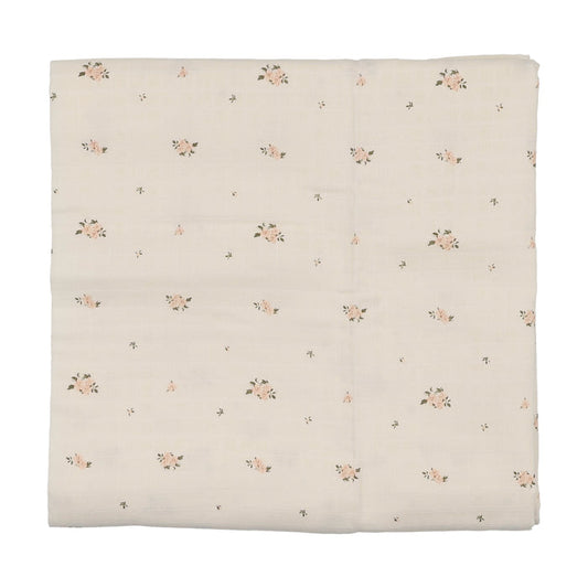 crib sheet rosebud print bassinet - cream/pink