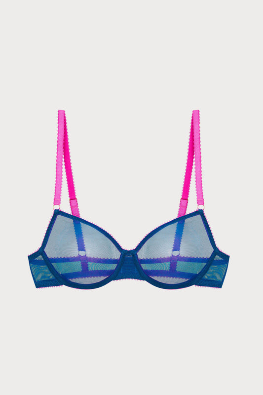 Delilah Tulle Underwire Bra in Blue, Size UK 32E