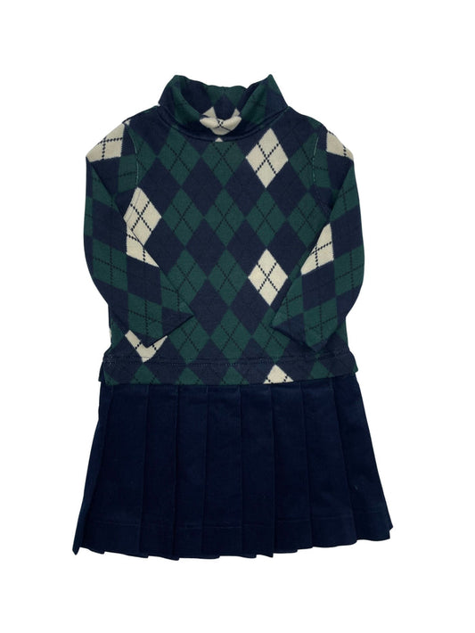 dress argyle knit turtleneck pleated bottom - hunter