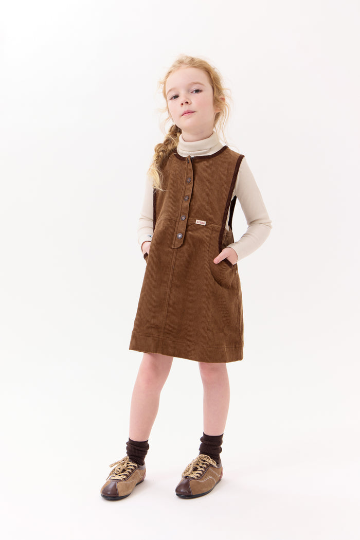dress courdroy jumper with sherpa trim - tan