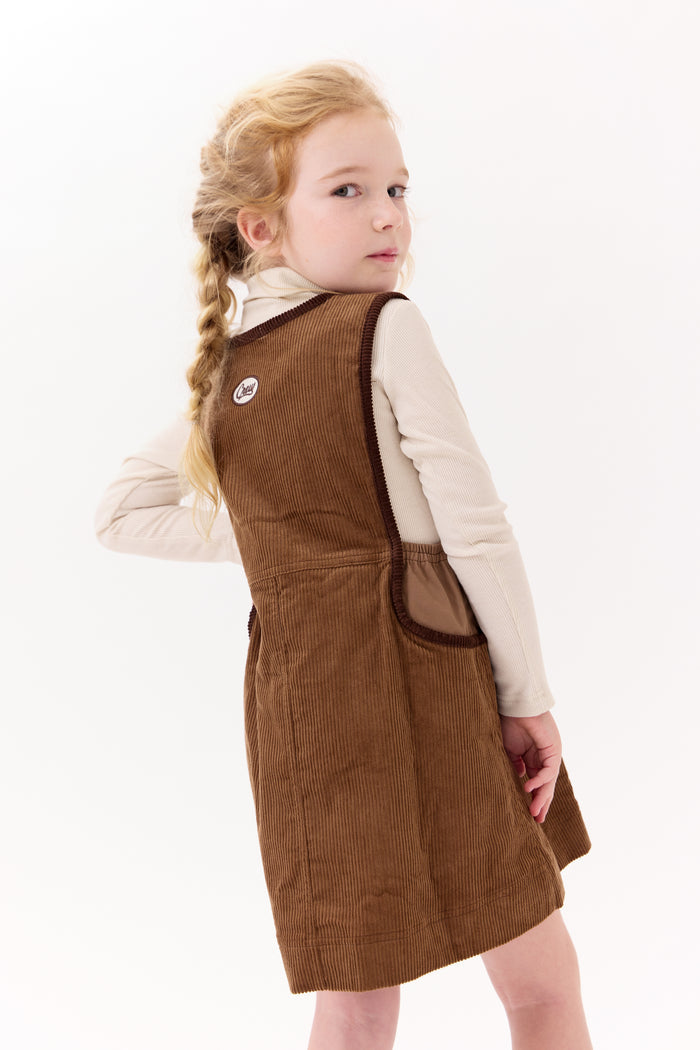 dress courdroy jumper with sherpa trim - tan