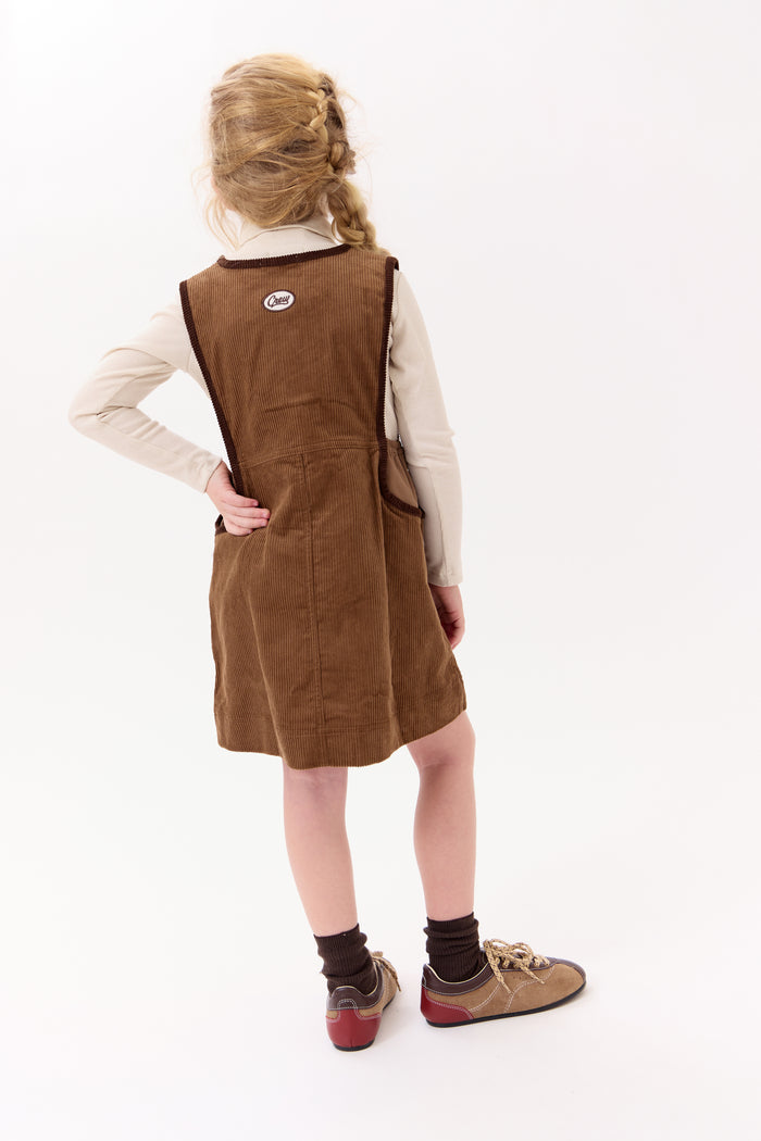 dress courdroy jumper with sherpa trim - tan
