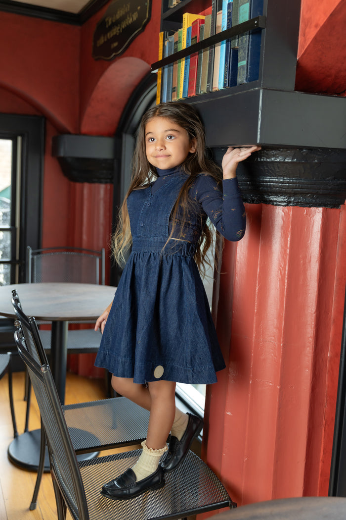 dress denim button jumper - blue denim