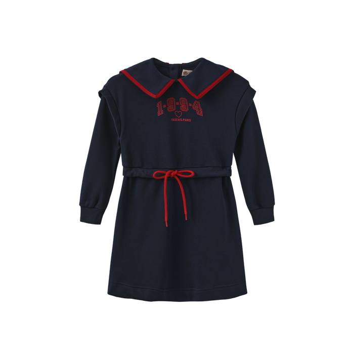 dress drawstring sweat with knit collar - navy