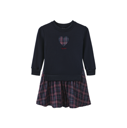 dress mixed fabric sweatshirt - navy