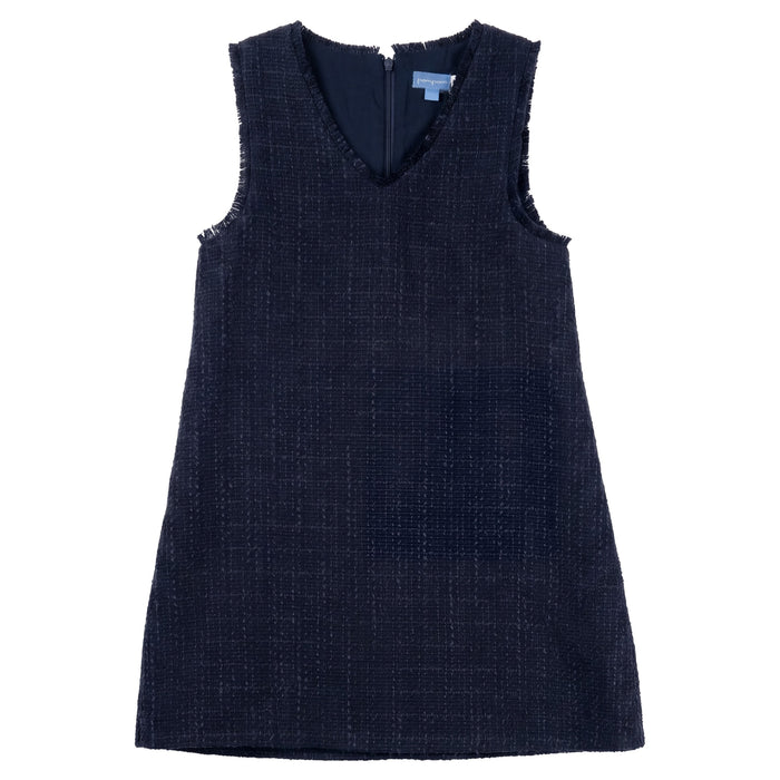 dress tweed fringed edge jumper - navy