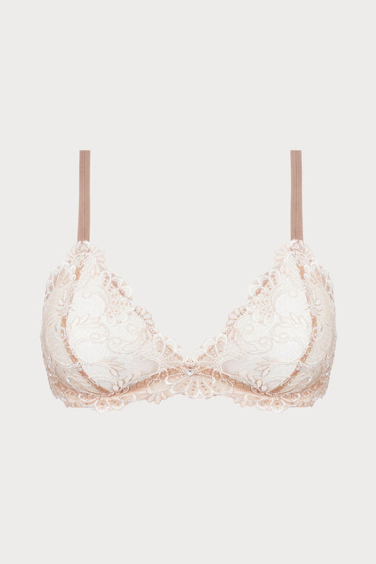 Dressing Floral Wireless Triangle Bra - Ambre Nacre