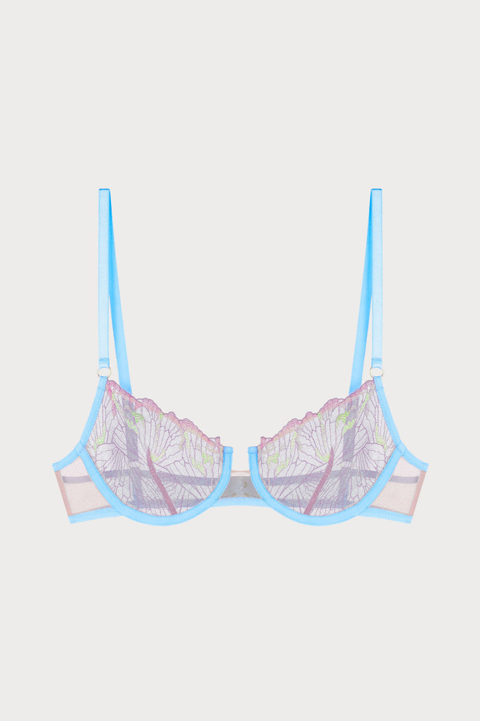 Echo Butterfly Embroidery Underwire Bra Pale Blue