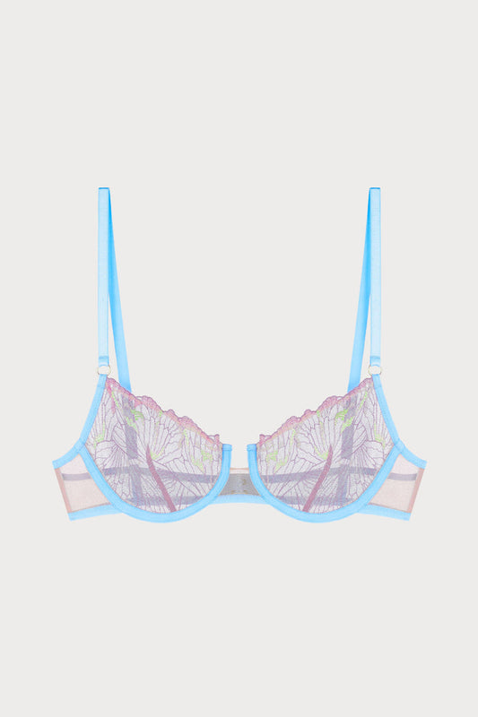 Echo Butterfly Embroidery Underwire Bra Pale Blue