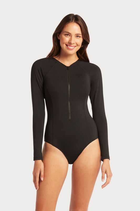 Eco Essentials Black Long Sleeved Swimsuit