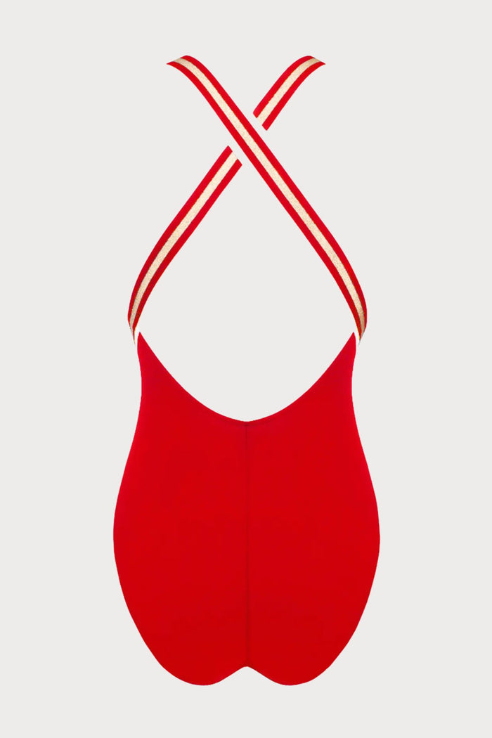 Lise Charmel Energie Nautique Red Crossed Back Swimsuit - Naughty Knickers