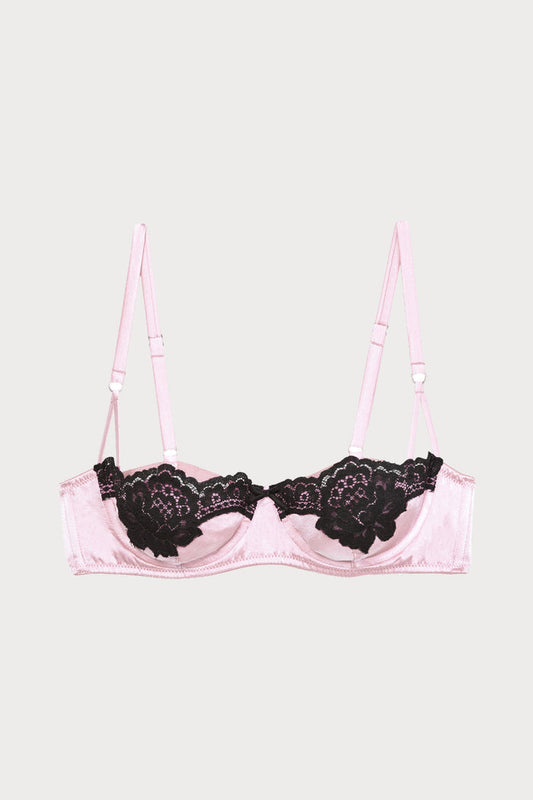 Eve Silk & Lace Balconette Bra in Baby Rose