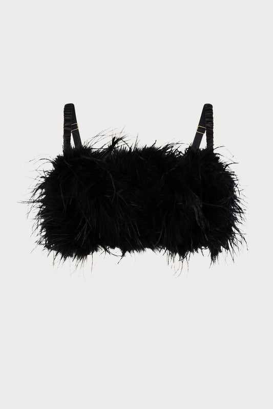 Fanny Cropped Feather & Satin Top