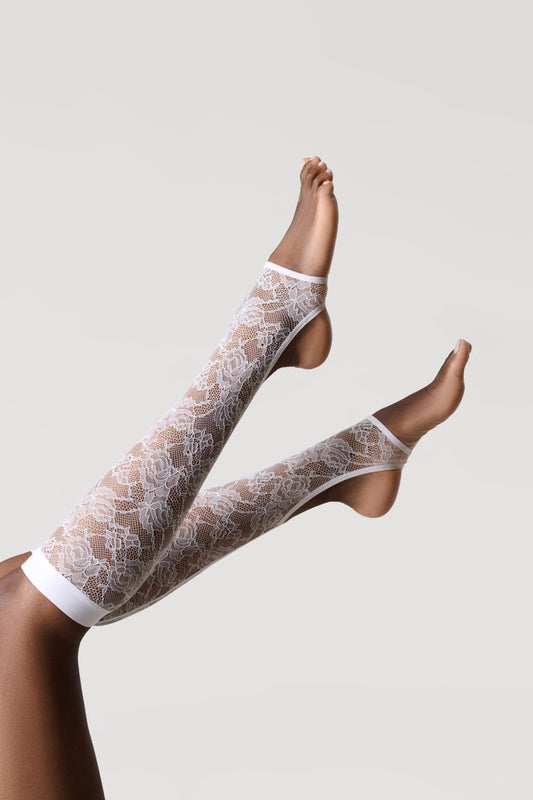 Maison Close Flashback Lace Leg Warmers White