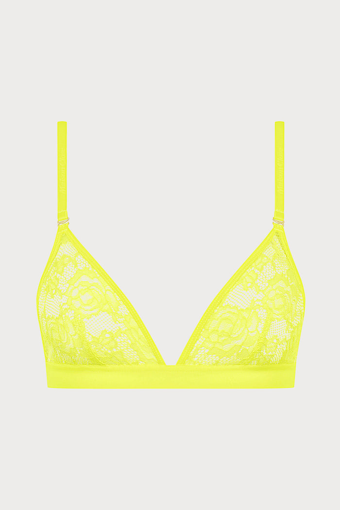 Flashback Lace Triangle Bra Yellow, Size UK 36D