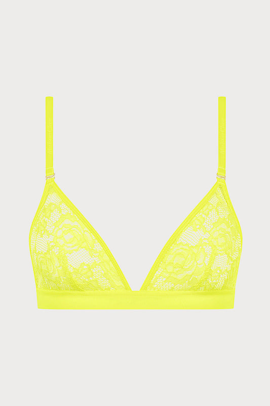 Flashback Lace Triangle Bra Yellow, Size UK 36D