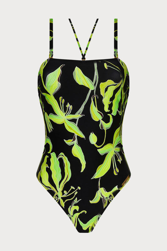 Fleurs de Nuit Strapless Swimsuit