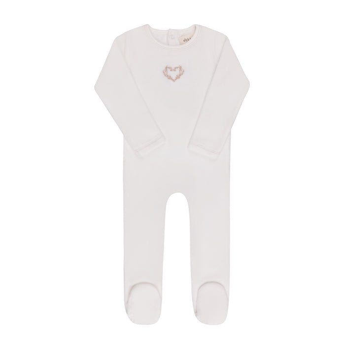 footie velour metallic wreath - ivory girl