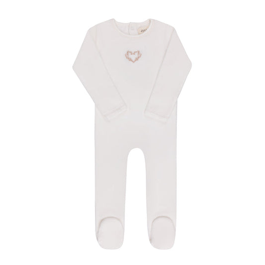 footie velour metallic wreath - ivory girl
