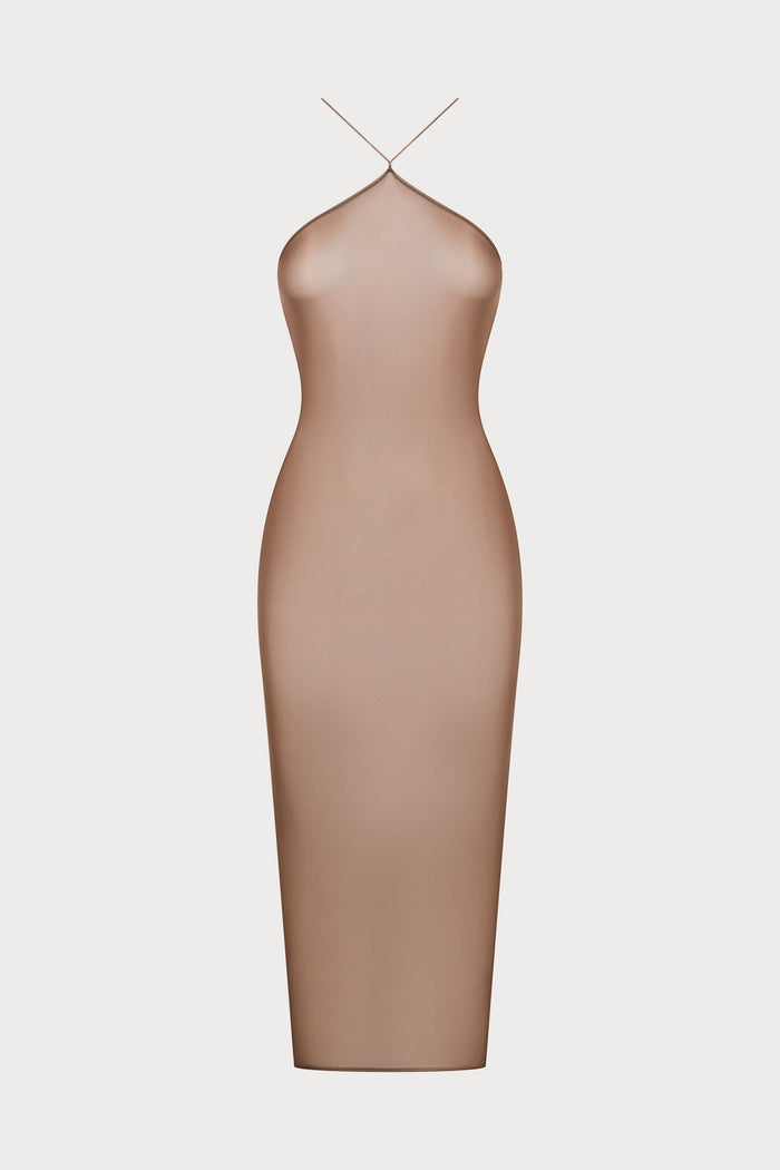 French Kiss Light Mocha Midi Dress