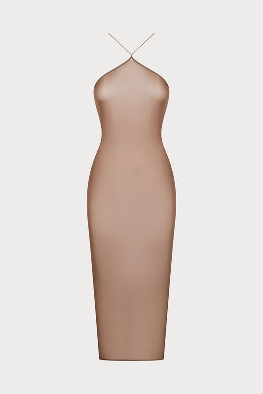 French Kiss Light Mocha Midi Dress