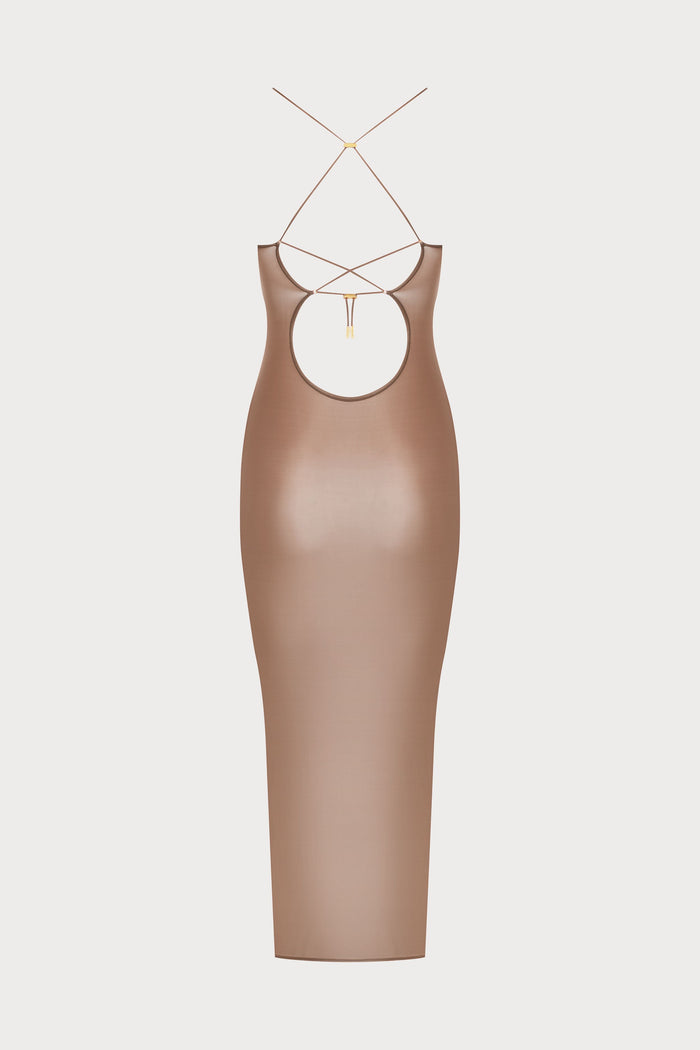 French Kiss Light Mocha Midi Dress