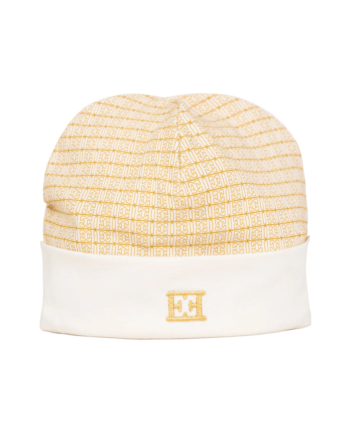 hat logo printed beanie - snow white-012