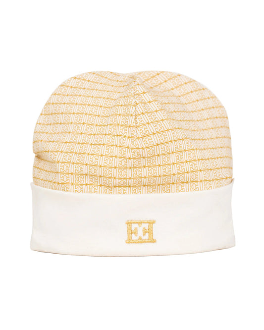 hat logo printed beanie - snow white-012