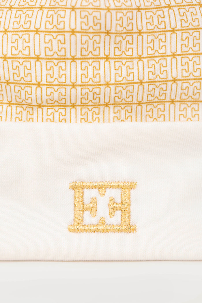 hat logo printed beanie - snow white-012