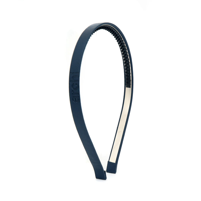 headband leather embossed - navy
