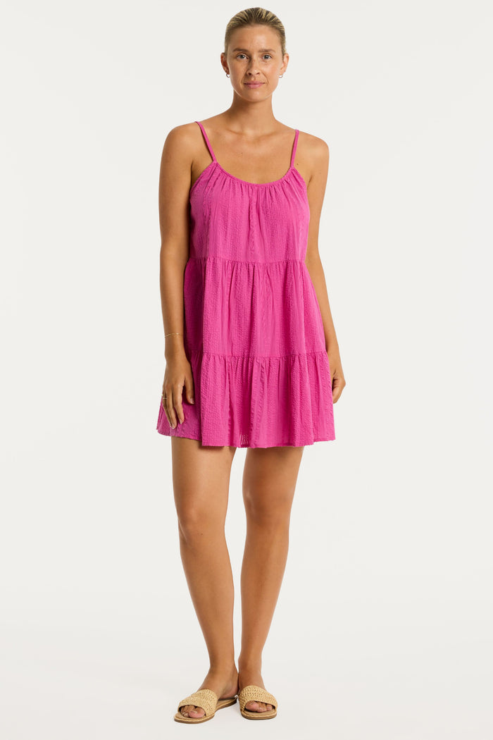 Heatwave Pink Cotton Short Sundress