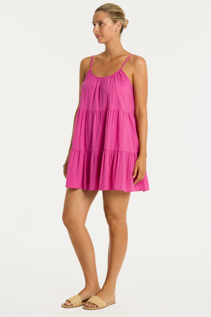 Heatwave Pink Cotton Short Sundress