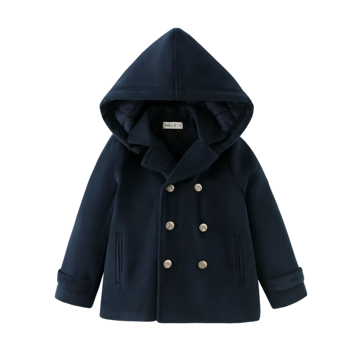 jacket double breasted wool - navy
