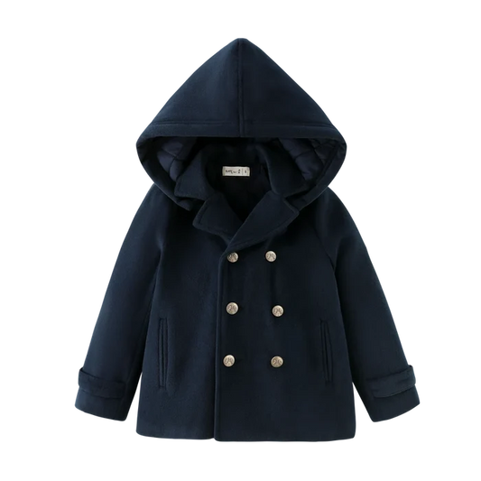 jacket double breasted wool - navy