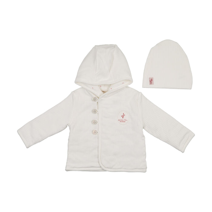 jacket floral signature with hat - ivory/red