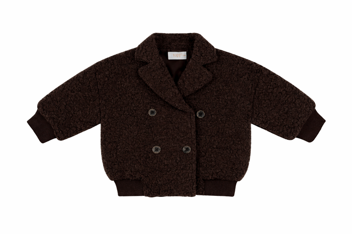 jacket sherpa double breasted - chocolate