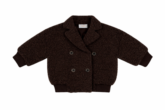 jacket sherpa double breasted - chocolate