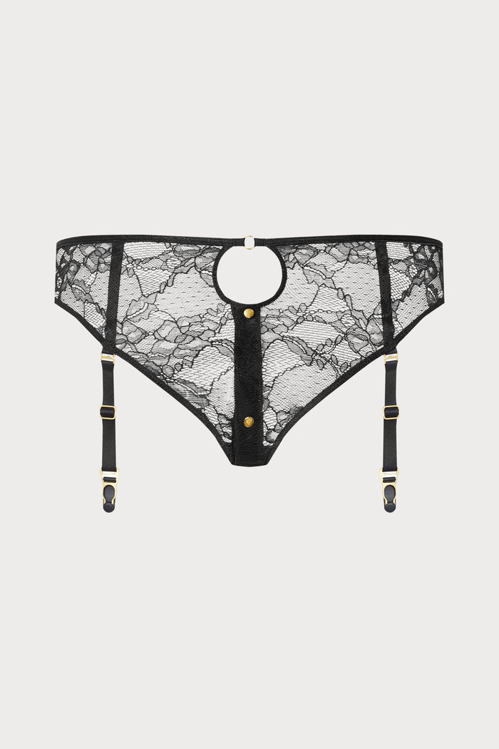 Jeux Magnétiques Openable Black Lace Suspender Brief - Maison Close