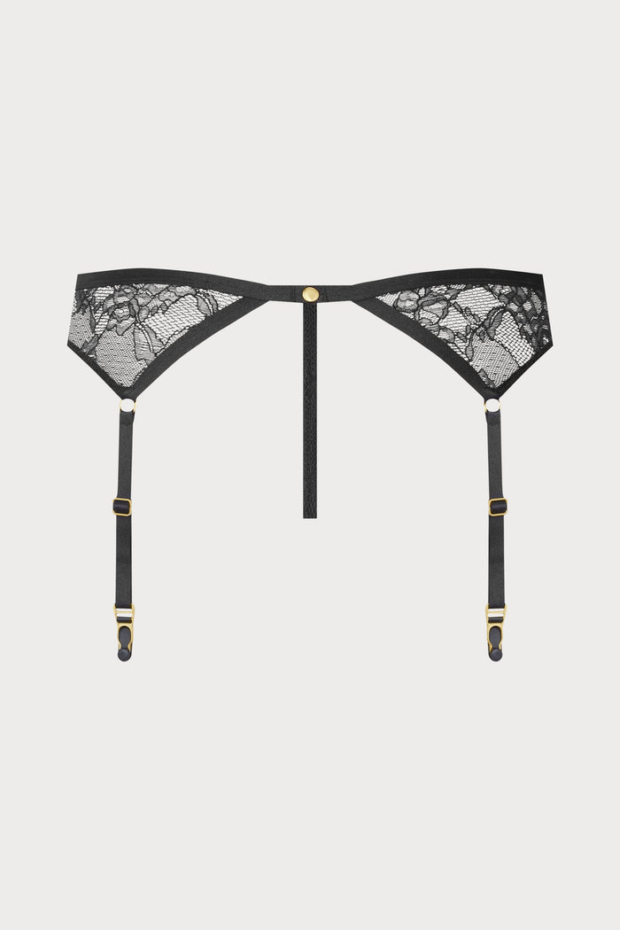 Jeux Magnétiques Openable Black Lace Suspender Thong - back