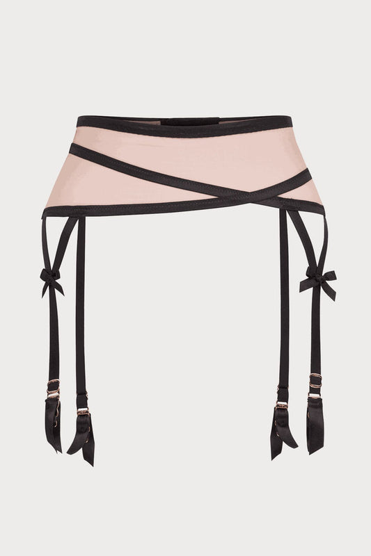 Agent Provocateur Joan Mesh Suspender Belt Mink/Black