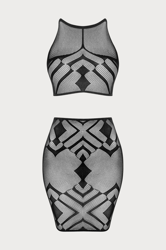 Obsessive K101 Black Set - Knitted Top & Skirt