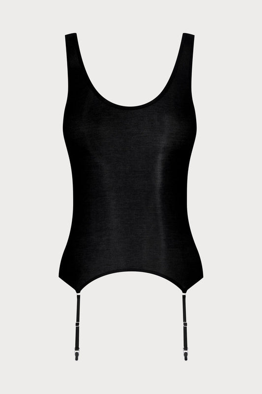 La Femme Amazone Suspender Tank Top Black, Size XS (UK 4-6)