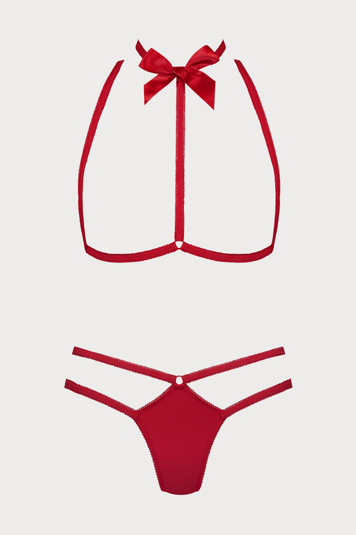 Maison Close Le Petit Secret Red Harness & Thong