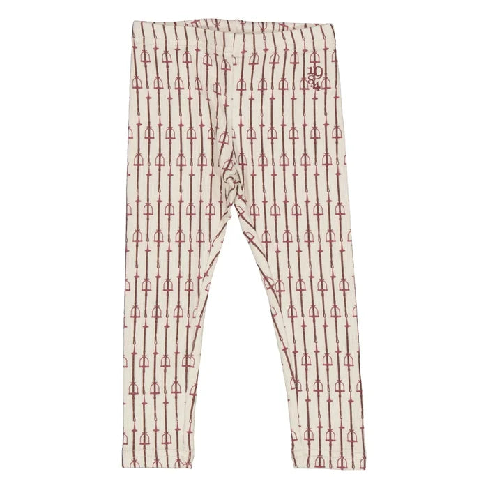leggings buckle print - white/burgundy