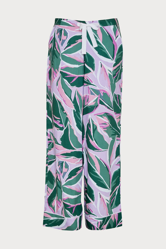 Lexi Leaf Print Wide Leg Pyjama Bottoms