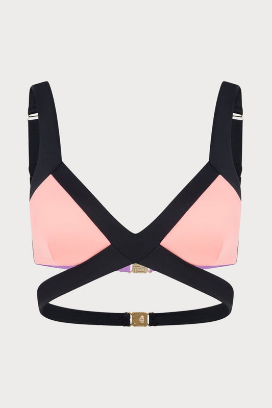 Agent Provocateur Mazzy Bikini Top Black/Coral/Neon Lilac